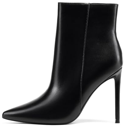 GENSHUO Ankle Boots Pointed Toe Booties for women Stiletto High Heels Short Boots Solid Black Size 10