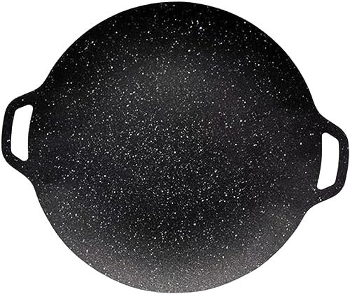 Piastra in ghisa per barbecue in ghisa, rotonda, facile da pulire, per campeggio e giardino (34 cm)