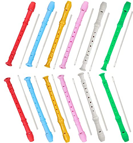 JINZOFLY 8 Loch Sopran Blockflöte Sopran Blockflöte Instrument Flöte für Schule Schüler Deutscher Stil mit Reinigungsstab und Anleitung, 12XIN