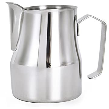 ESOUY Pichet à Lait 500 ml/700 ML en Acier Inoxydable, pichet à Mousse, Tasse à Fleurs, café, mousseur à Lait, Latte, Outil en Mousse de Lait, cafetière, pichet à Sauce (Couleur : argent-700 ML)