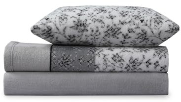 Paula Home Juego Sábanas Coralina 3 Piezas Invierno, Polar Franela Térmica 240Gr/M² Incluye Bajera Ajustable +30cm, Encimera y Funda Almohada. (Gris 135x190/200+30cm para Cama de 135)