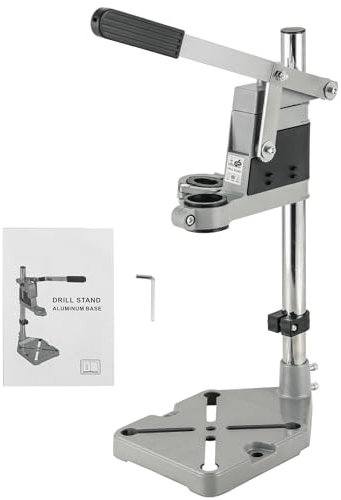 AMGSH Double Mounting Drill Press Stand Bench Clamp Tool for Hand Drill Workstation | Adjustable Benchtop Single Hole Table Repair Tool with Aluminum Base Compatible, Portable