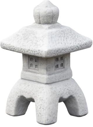 gartendekoparadies.de Small Oki-Gata Japanese stone lantern, H. 30 cm, 7 kg, gray, frost-proof made of cast stone for outdoor use