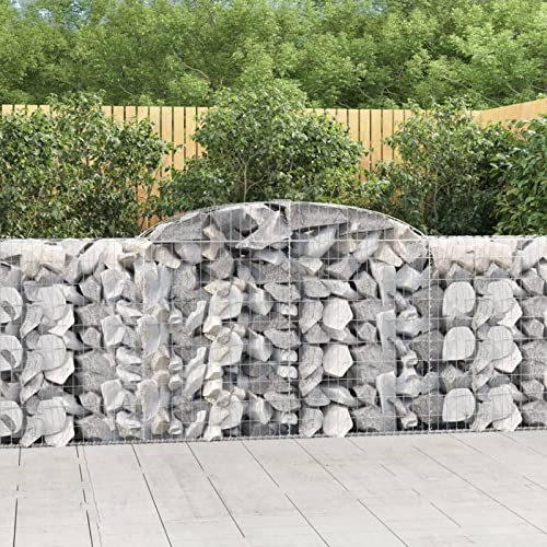 ShCuShan Gabion Wall Mesh Wire Stone Basket Galvanised Iron Stone Basket Outdoor Spiral Planter Retaining Wall,Arched Gabion Baskets 10 pcs 300x50x100/120 cm Galvanised Iron