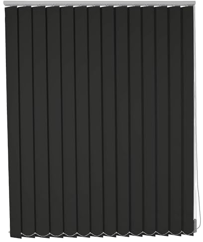 LRYELWA Schiebevorhänge Set Nach Maß,Verdunkelung Lamellenvorhang Schwarz Vertikaljalousie,Flächenvorhang für Schiebetüren und Fenster,Breite 50cm-180cm,Anpassbar,Breite x Höhe (160cm x 100cm)