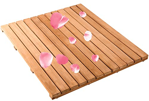 GHKFEJGDEN Duschmatte aus natürlichem Holz, Duschbrett aus Holz, Badematte aus Bambus-Duckboard, rutschfestes Badezimmerbrett, Spa-Matte für Badewanne und Dusche, anpassbar, 60 x 90 cm