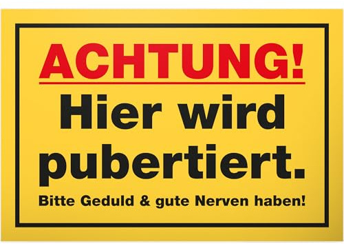 DankeDir! Pubertiert - 30 x 20 cm Schild - Geburtstag Geschenk Idee Dekoration Zimmer Deko Tür Deko Jugendliche - Teenager Türschild Spruch Geschenkidee Jugendzimmer Jungen & Mädchen Zimmer