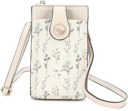 Floral Fashion PU Leather Mobile Phone Cross Body Bags for Women Small Shoulder Bag Roomy Purses and Handbags