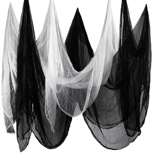 Ieron 2 Piezas de Tela Espeluznante para Halloween, Decoraciones de Halloween, Muselina de algodón, Gasa Espeluznante para Fiestas de Halloween, Puertas de Casas fantasmales para Interiores y