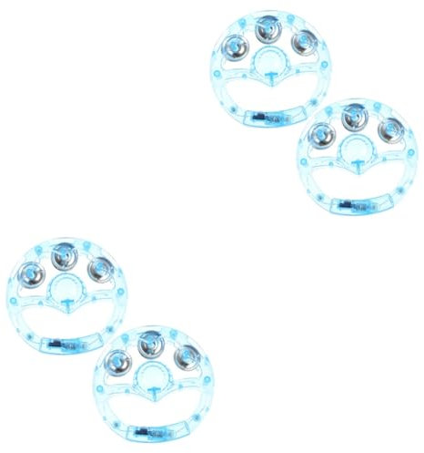 4 Stück Blitzrasseln Tamburin anzünden musikalisch blinkendes Tamburin Handtrommel Hand Tamburin caakg hochzeit deko Handtamburin für Kinder Schlaginstrumente Tamburin Plastik Blue ibasenice