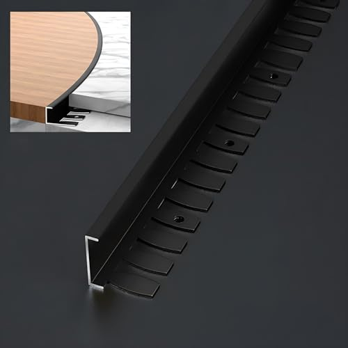 Raouoae Biegbar Abschlussprofil Für Treppen 135cm 2 Stück Eloxiertem Aluminium C-Form Profil Übergangsprofil Abschlussprofil Sicherheit Und Stil Vereint(Schwarz,Hoch: 18.5mm)