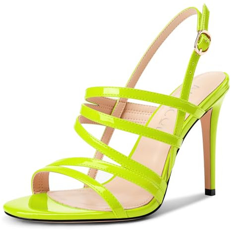 Aachcol Mujer Tirantes Aguja Alto High Heel Sandalias Abierta Punta Correa Tobillo Fiesta Dress Zapatos 10 CM Heels Verde Lima 43 EU