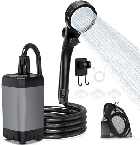 ShinePick Douche Camping, 3 Modes de Douche Portable Rechargeable Kit | Kit Douche de Camping,LED Intelligent, IPX7, Convient pour le Camping, l'extérieur, La Voiture, Les Animaux Domestiques