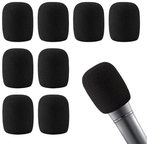 8er-Set Mikrofon Schaumstoff Windschutz,Pop Filter mit Popschutz-Funktion Wiederverwendbare Schallschutzhauben für Studioaufnahmen,Live-Streaming & Bühnenauftritte Staubdicht,Antibakteriell (Schwarz)