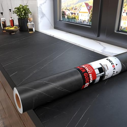Decotalk Folie Arbeitsplatte Küche Schwarz Marmor 90X500cm Klebefolie Möbel Wasserdicht Marmor Folie Dicke Abwaschbare Tapete Selbstklebend Möbelfolie Für Schrank Tisch Küchenfolie Wasserdicht