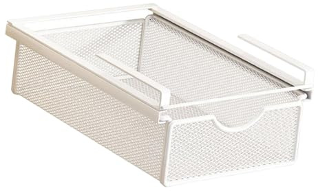 Pitycbo Cesta Extraíble para Debajo del Escritorio, Cesta Colgante de Metal, Canasta Colgante de Alambre Debajo del Estante, Deslizantes con Cajón para Sala, Cocina, Escritorio, XS
