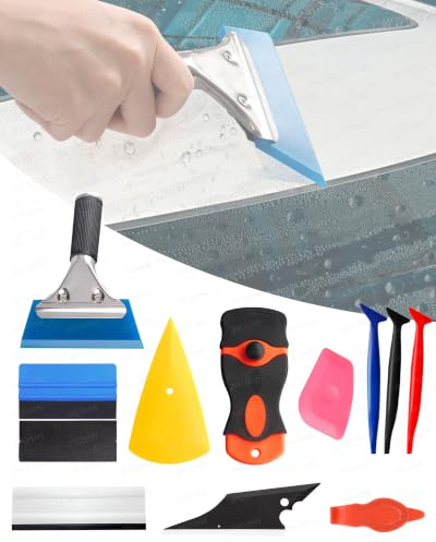 11-in-1 Multi-Purpose Window Film & Vinyl Wrap Kit with Squeegee Tools | All-in-1 Professional Set for Car Tint, Xmas Window Stickers, Halloween Decals & Wallpaper - Easy DIY Bubble-Free
