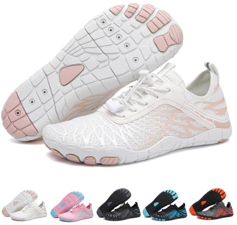 Hike Footwear Chaussures Pieds Nus Femme Homme, Chaussures Minimalistes Homme, Barefoot Shoes, Chaussures Pied Nu, AntidéRapantes Conception à Bout Large (Blanc,38)