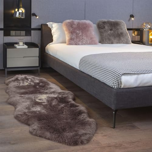 BORWEI Genuine Sheepskin Rug Ultra-Soft Thick Fluffy Sheepskin Rugs for Living Room for Bedroom Nursery Sheepskin Area Seat Hypoallergenic Fur Rug