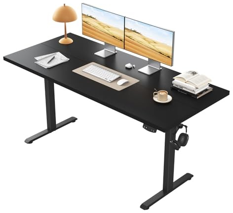 Klicelor Höhenverstellbarer Schreibtisch, Elektrischer Steh-Sitz Bürotisch, Computertisch mit 2 Memory-Funktionen, Stehpult, 110 x 60 cm, Schwarz