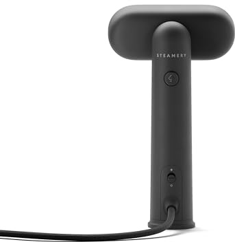 Steamery Travel Steamer Cirrus Lite, 1200W, Steam Output 16g/min, Heat-up 18 Seconds, Portable & Packable, Rotating Steam Head, Scandinavian Design, UK 3-pin plug (Type G), Charcoal