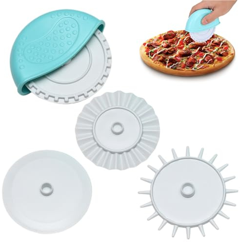 Pastry Cutter Wheel 4Pcs/Set Pastry Wheel 1 Handle ＆ 4 Blades Dough Cutter Roller DIY Pie Crust Cutte Baking Cooking Tool for Pies, Pasta, Puff Fondant..
