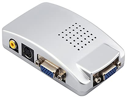 KIMISS Caja Convertidora de VGA a TV de Computadora Portátil PC Adaptador de Señal VGA a TV AV - Convertidor Compuesto para Visualización de Monitor - Convertidor de Adaptador de Señal