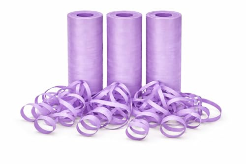 3 Luftschlangen * FLIEDER * Deko für Party und Geburtstag | 3 Rollen je 20x Schlangen, 4m lang, Schwer Entflammbar, Made in EU | Mottoparty Fasching Karneval Lila, Farbe: Flieder