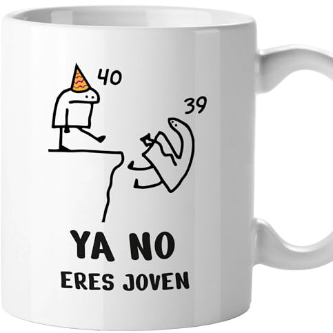 El Kraken Taza cumpleaños Ya no eres joven, Tazas originales, divertida, graciosa, humor, hombre, mujer, 40-70 años, Regalo para amigas, compañeros de trabajo, Cerámica 330 mL (40 años)
