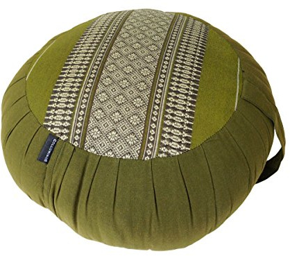Collumino Zafu Yoga Meditation Cushion with Cotton Cover and Organic Kapok Filling (Green, Design A)
