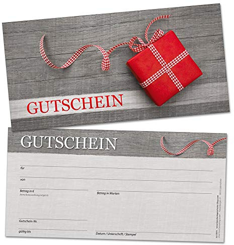 50 Geschenkgutscheine für Kunden, Vintage Holz-Design | DIN lang, blanko zum selbst beschriften, hochwertige premium Qualität