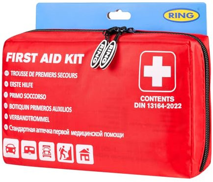 RING DIN13164-2014 First Aid Kit: Comprehensive Range of Essentials for Minor Injuries