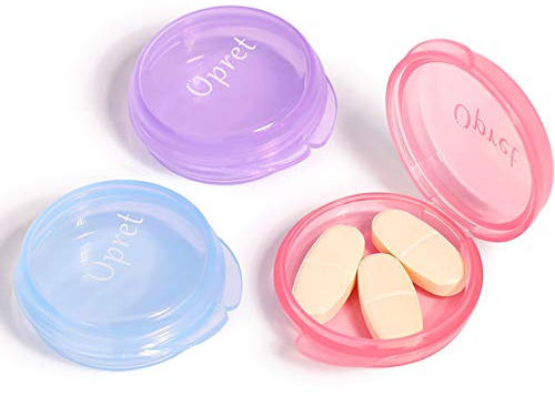 Opret Tablettenbox Pillendose Klein Für Unterwegs 3 Stück, Tragbar Pillenbox Klein Tablettendose für Vitamine, Fischöl und Tablets(Blau Lila Rosa)