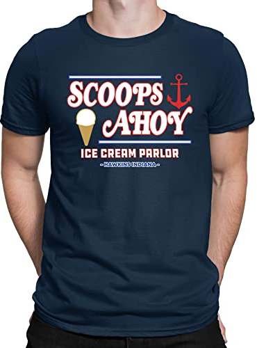 Flip Scoops Ahoy Ice Cream Parlour Hawkins Youth Kids Childrens T-Shirt Navy Blue 9-11 Years (L)