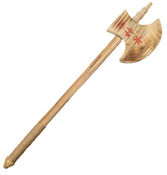 Zhou-long Hache en bois pour enfants - Jouet fait à la main - Corde de chanvre - Poignée nouée - Tradition chinoise