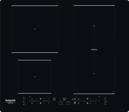 Hotpoint - HB4860BNE Plaque Induction 4 Foyers - 4 Boosters, Panneau de Contrôle Frontal - Commandes Sensitives, Zone Flexible Combi Duo - Sécurité Enfants, Puissance 9+Booster - 5,4 x L 59 x P 51 cm