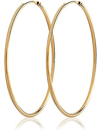 Nklaus Paar 44mm 750 Gelbgold Creolen 18 Karat Gold Ohrringe Stärke 1,5mm Damen Ohrhänger 2888
