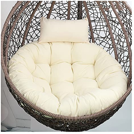 Sitzkissen für Hängesessel, Hängestuhl Kissen Rund, Hängendes Ei Stuhlkissen Dicker, Schaukel Hängekorb Sitzkissen, Hängesessel Kissen, Auflage Outdoor/Indoor für Hängekör(Size:125 cm,Color:Beige)