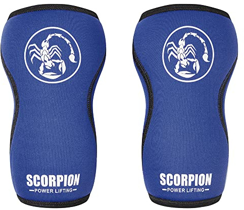 Scorpion Power Lifting Kniebandagen für Gewichtheben, 7 mm, Neopren, Powerlifting, Kniebandagen für CrossFit, Blau, Größe M
