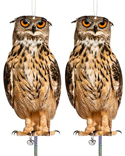 Taubenschreck Taubenabwehr, Raben Attrappe, Vogelschreck Eule Pappe, Vogel Abschreckung, Vogelabwehr Vögel Vertreiben, Krähenabwehr mit Reflektorband für Balkon Garten Fenster 2 Stück