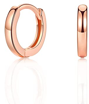 Small Silver/Gold/Rose Gold Hoop Earrings, 925 Sterling Silver Post Lightweight Sleeper for Women Girls Men Gifts Diameter 8/10/12/14mm Thickness 2/3mm