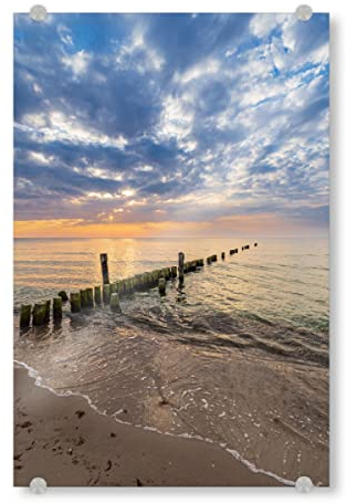 artboxONE Acrylglasbild 45x30 cm Natur Sonnenuntergang, Strand, Meer - Bild ostsee buhne Graal müritz