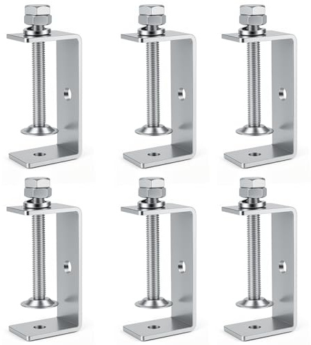WMAZtool Stainless Steel Small C Clamp Set, 2 1/2 Inch Heavy Duty Metal C-clamp, Tiger Clamp G-Clamp U Clamps with Stable Wide Jaw Opening/I-Beam Design for Woodworking Mounting Welding Crafts, 6pcs