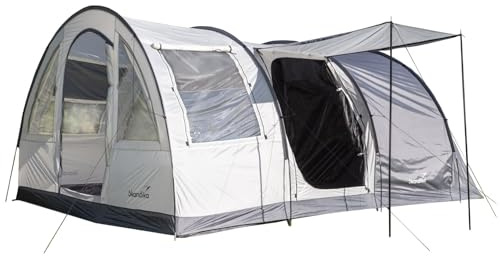 Skandika Tunneltält Simo 5 Protect för 5 personer | familjetält med insytt tältgolv, vattentät, 3 000 mm vattenpelare, mörk sovkabin, myggnät, 3 ingångar | campingtält