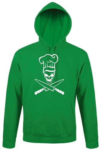 shirt84 Sweat à capuche avec tête de mort et couteau pour homme, vert, XS