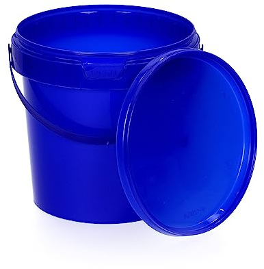BenBow Eimer mit Deckel 1l blau 5X 1 Liter - lebensmittelecht, stabil, luftdicht, auslaufsicher, geruchsneutral - Aufbewahrungsbehälter aus Kunststoff, mit Henkel - leer