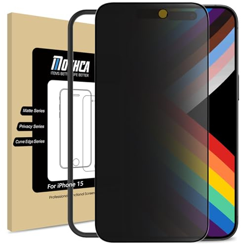 Mothca Sichtschutz Matt für iPhone 16/15, Matte Privacy Screen Protector | Blickschutz für Panzerglas Matt mit Montagerahmen, Full Cover Sichtschutzfolie, Anti-Fingerabdruck, 9H-Hartglas, 1 Stück