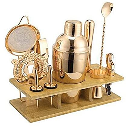 Cocktail Shaker 11 pièces Ensemble de Shaker à Cocktail Kit de Barman en Acier Inoxydable avec Support Ensemble de Shaker à Cocktail Professionnel Outils de Bar à Domicile Barman