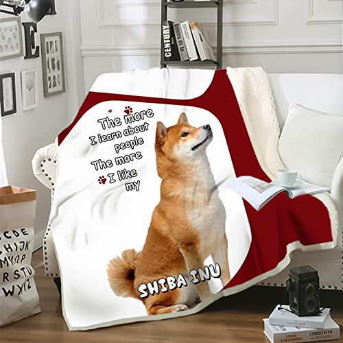 SJSXWQN Kuscheldecke Gelber Shiba Inu Kuscheldecke Flauschig Extra Weich Warme Mikrofaser Wohndecke Fleecedecke als Tagesdecke Sofadecke Couchdecke Bettüberwurf - 180x220 cm