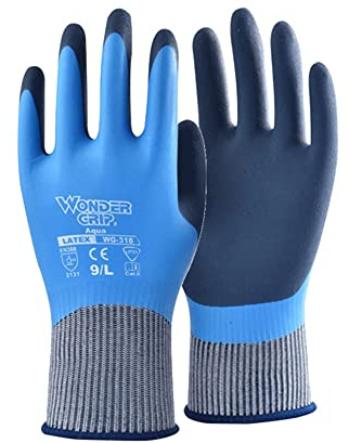 Latexbeschichtete Handschuhe, Gummi-Arbeitshandschuhe, 1 Paar Schutzhandschuhe, wasserdicht und rutschfest, Latex-Gartenhandschuhe, praktische Arbeitshandschuhe (Größe: L) (Farbe ( Color : Onecolor ,